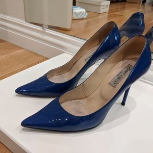 Jimmy Choo 100mm patent leather blue Pumps